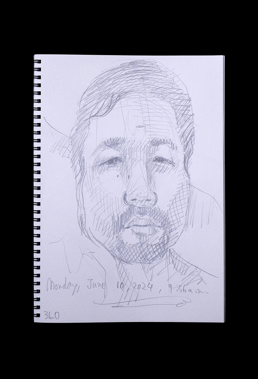 Contemporary artist SHINTAKU Tomoni's 2024/6/10 Self-portrait or pencil drawing