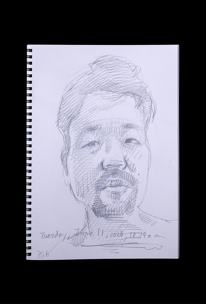 Contemporary artist SHINTAKU Tomoni's 2024/6/11 Self-portrait or pencil drawing