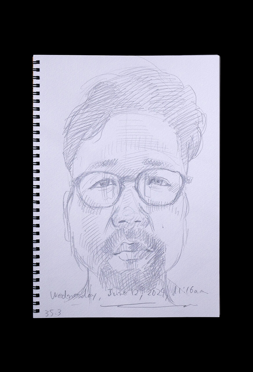 Contemporary artist SHINTAKU Tomoni's 2024/6/12 Self-portrait or pencil drawing