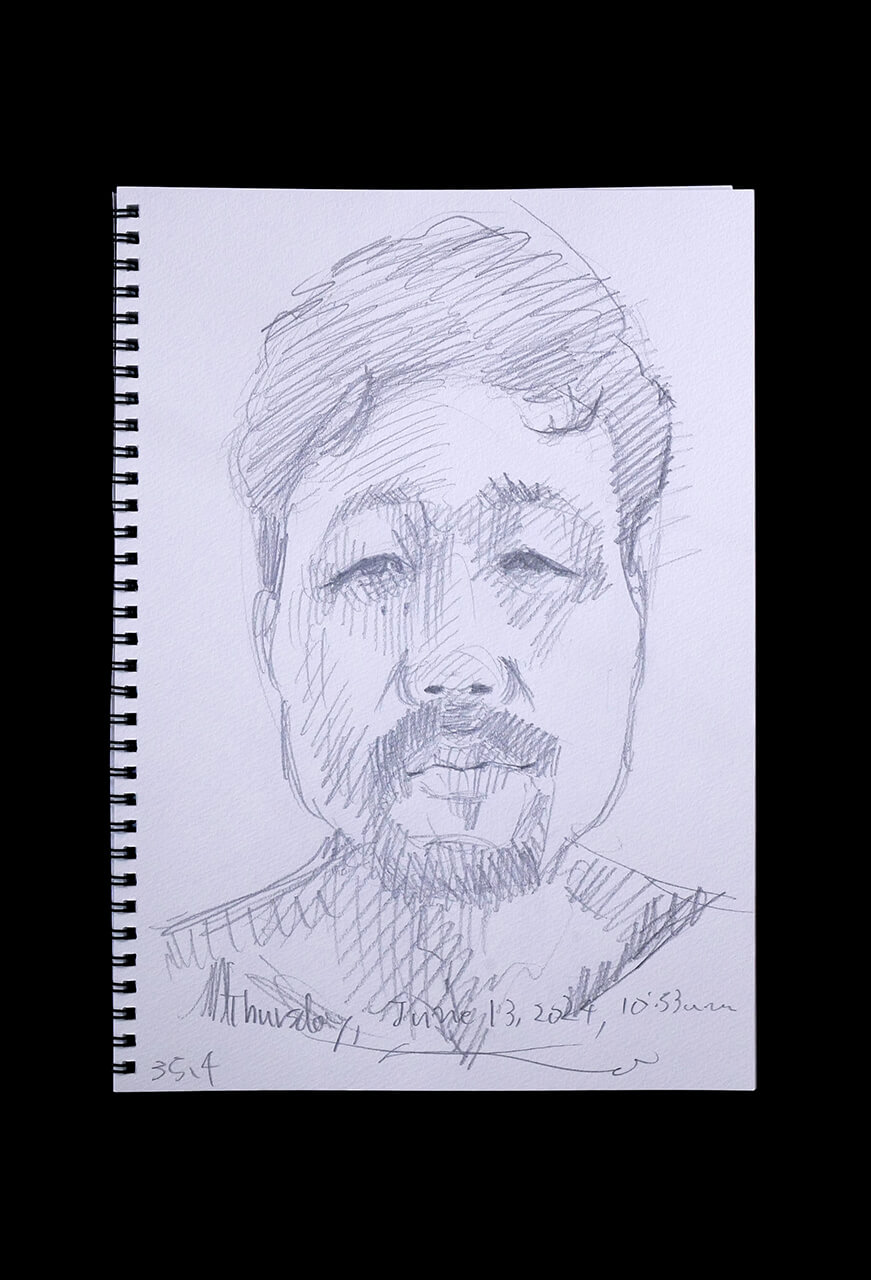 Contemporary artist SHINTAKU Tomoni's 2024/6/13 Self-portrait or pencil drawing