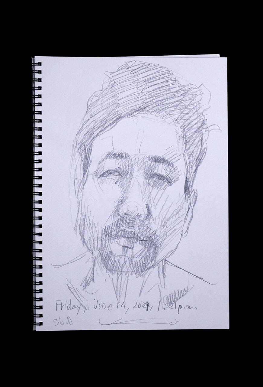 Contemporary artist SHINTAKU Tomoni's 2024/6/14 Self-portrait or pencil drawing
