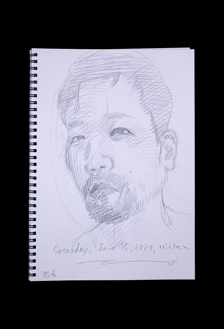 Contemporary artist SHINTAKU Tomoni's 2024/6/15 Self-portrait or pencil drawing