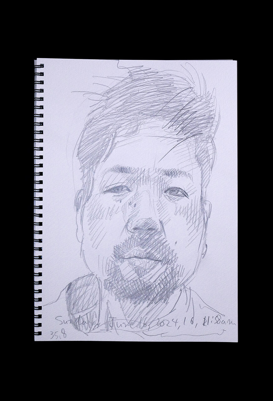 Contemporary artist SHINTAKU Tomoni's 2024/6/16 Self-portrait or pencil drawing