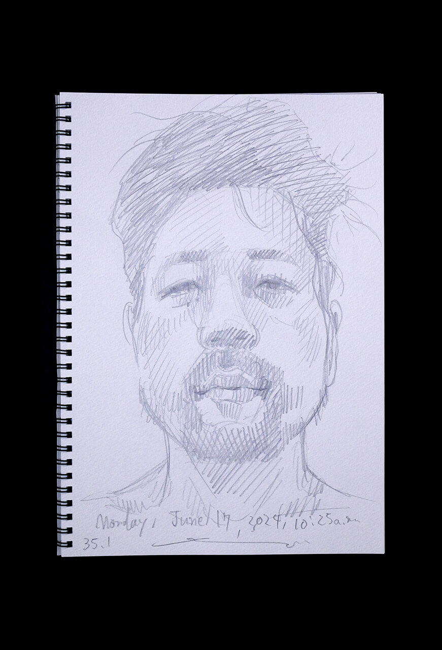 Contemporary artist SHINTAKU Tomoni's 2024/6/17 Self-portrait or pencil drawing