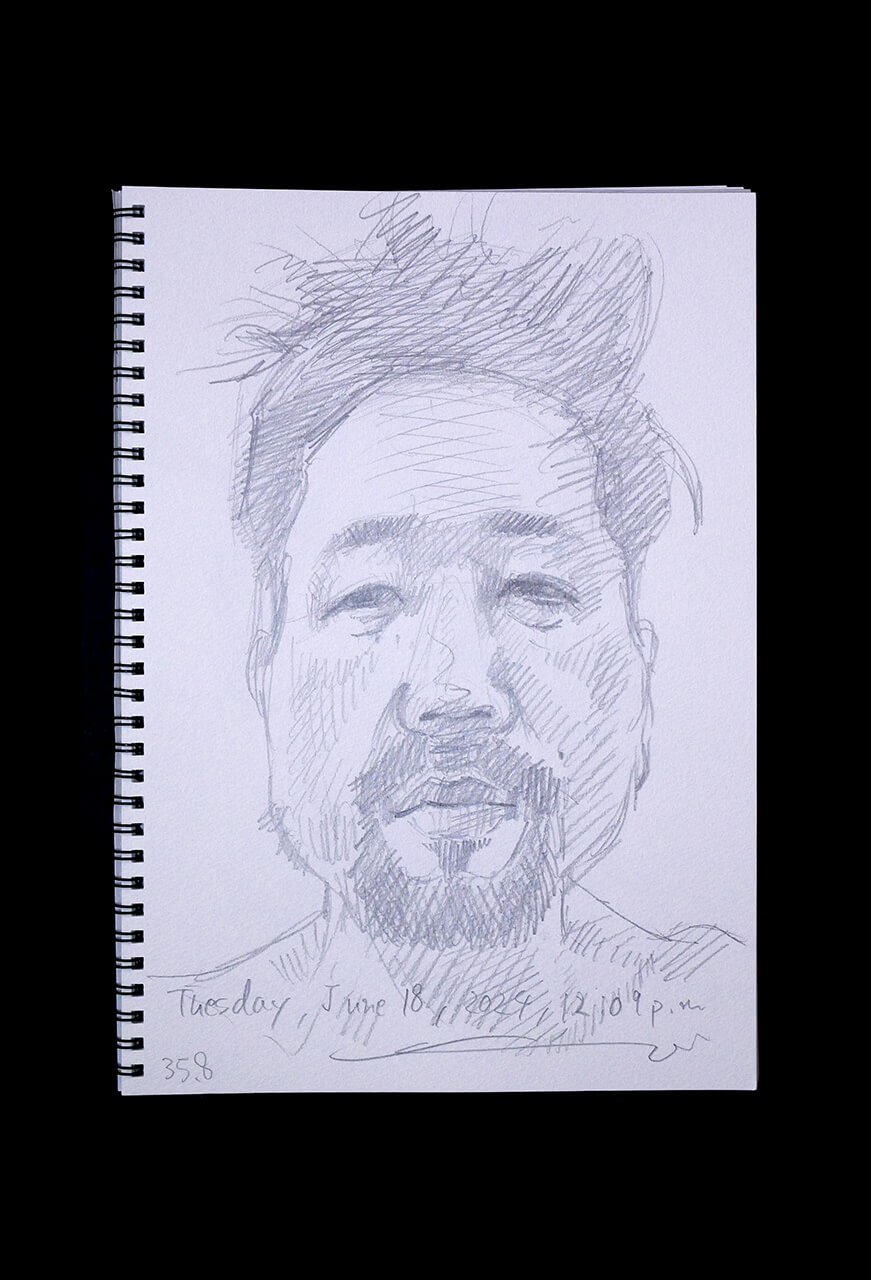 Contemporary artist SHINTAKU Tomoni's 2024/6/18 Self-portrait or pencil drawing