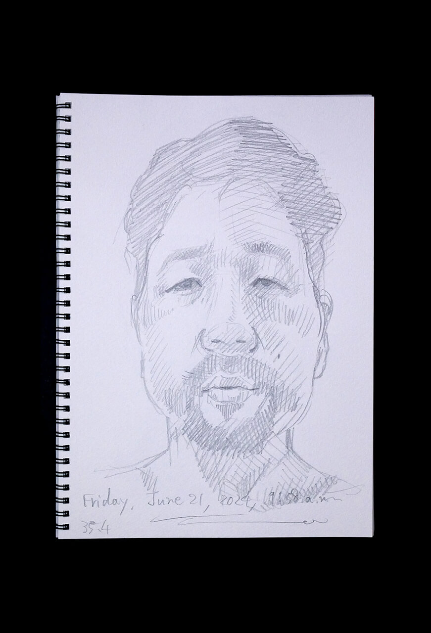 Contemporary artist SHINTAKU Tomoni's 2024/6/21 Self-portrait or pencil drawing