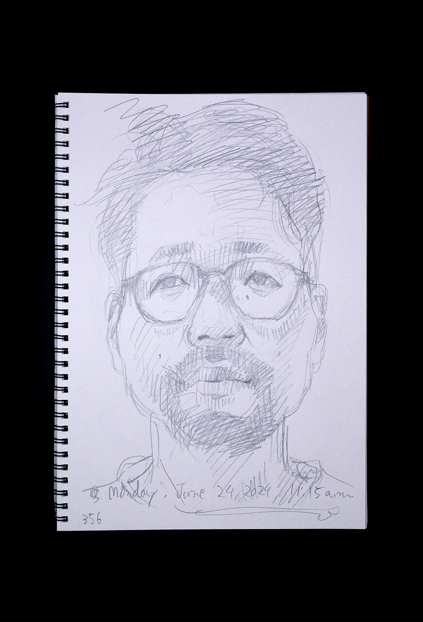 Contemporary artist SHINTAKU Tomoni's 2024/6/24 Self-portrait or pencil drawing