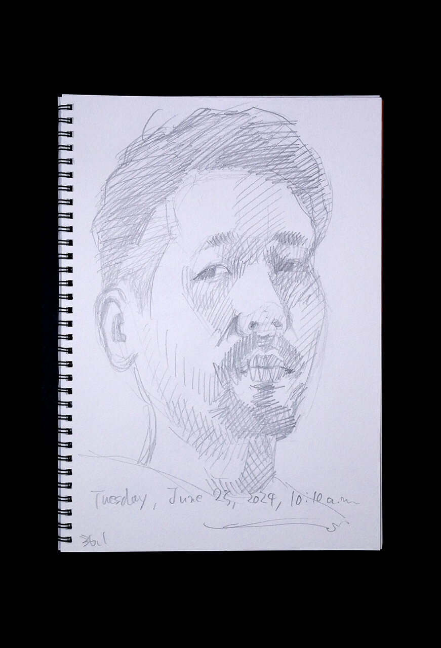 Contemporary artist SHINTAKU Tomoni's 2024/6/25 Self-portrait or pencil drawing