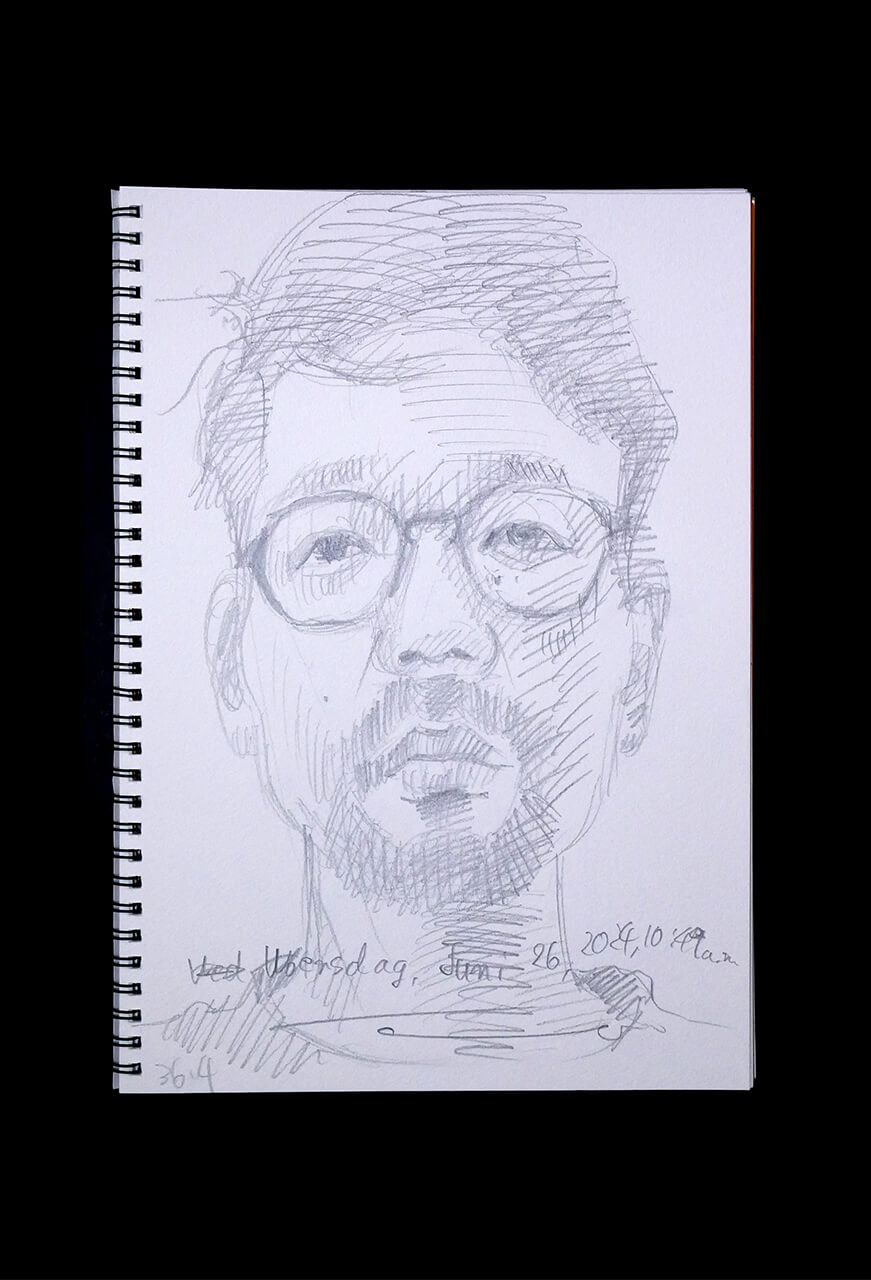 Contemporary artist SHINTAKU Tomoni's 2024/6/26 Self-portrait or pencil drawing
