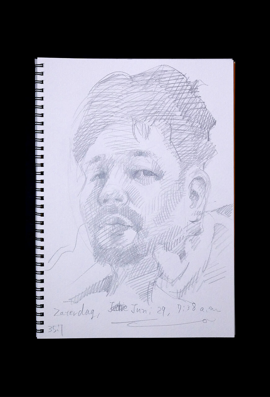 Contemporary artist SHINTAKU Tomoni's 2024/6/29 Self-portrait or pencil drawing