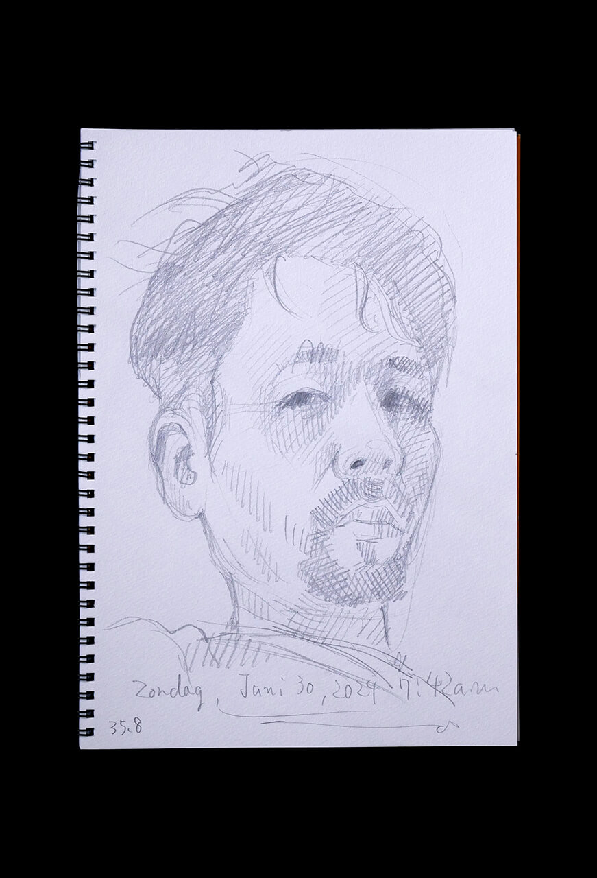Contemporary artist SHINTAKU Tomoni's 2024/6/30 Self-portrait or pencil drawing