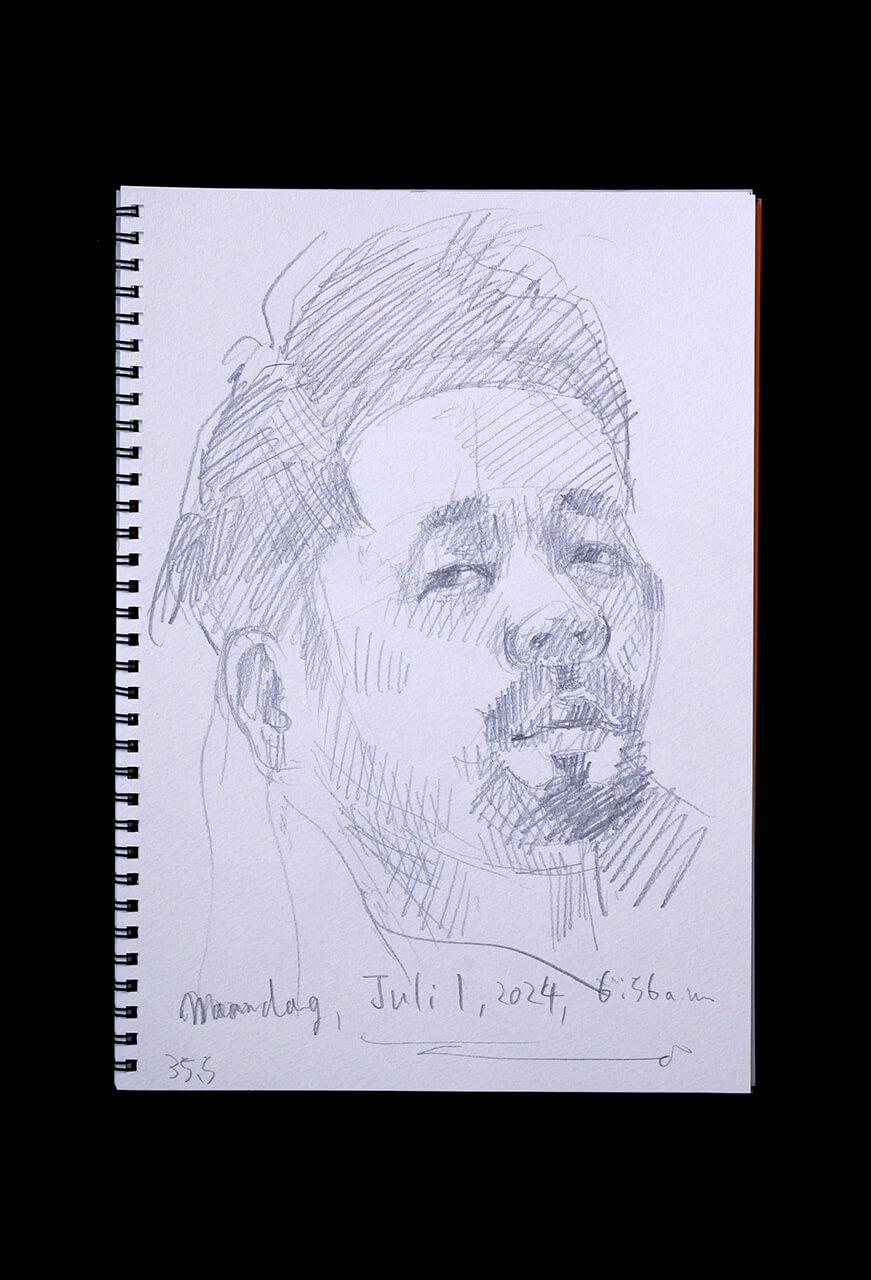 Contemporary artist SHINTAKU Tomoni's 2024/7/1 Self-portrait or pencil drawing