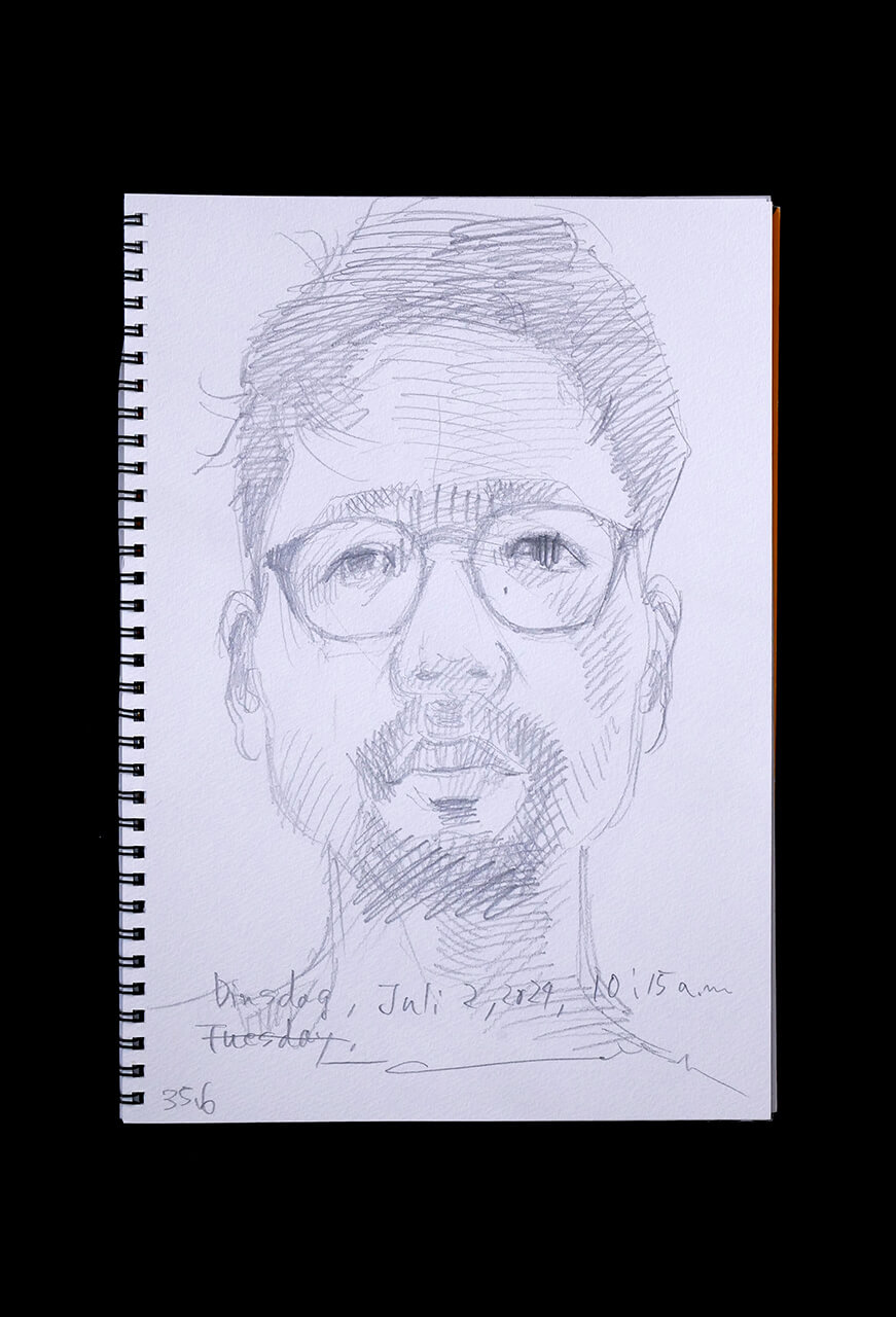 Contemporary artist SHINTAKU Tomoni's 2024/7/2 Self-portrait or pencil drawing
