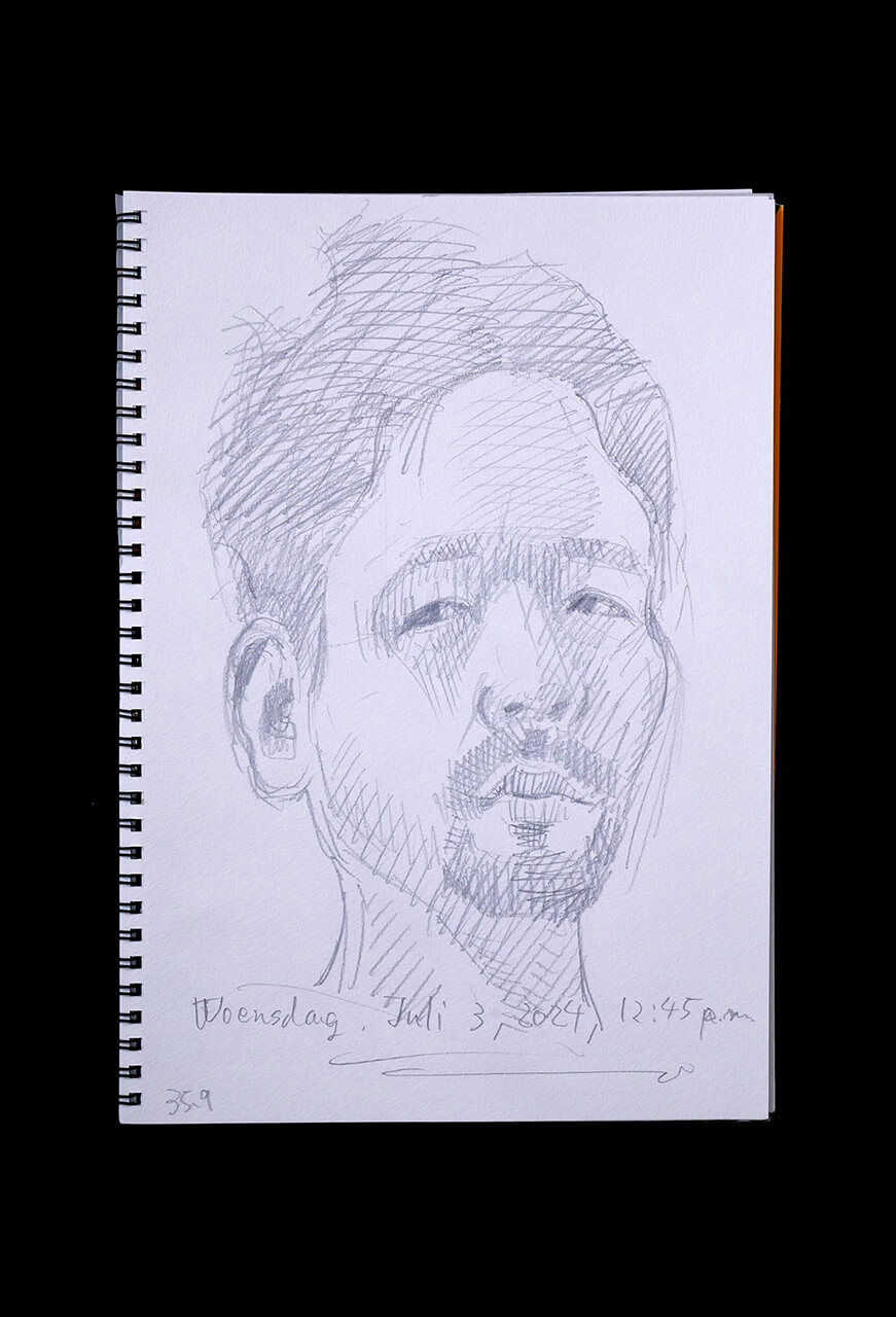 Contemporary artist SHINTAKU Tomoni's 2024/7/3 Self-portrait or pencil drawing