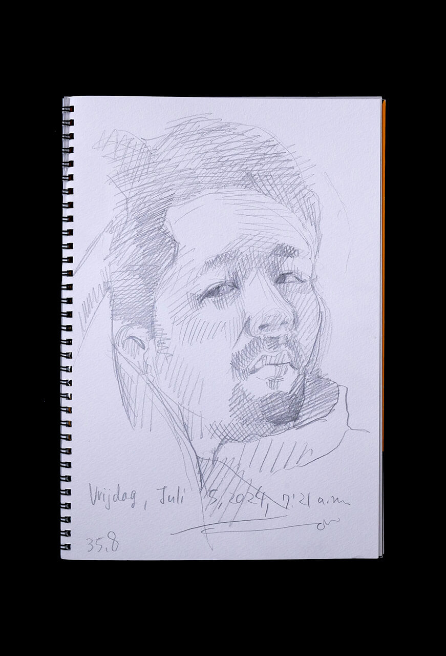 Contemporary artist SHINTAKU Tomoni's 2024/7/5 Self-portrait or pencil drawing