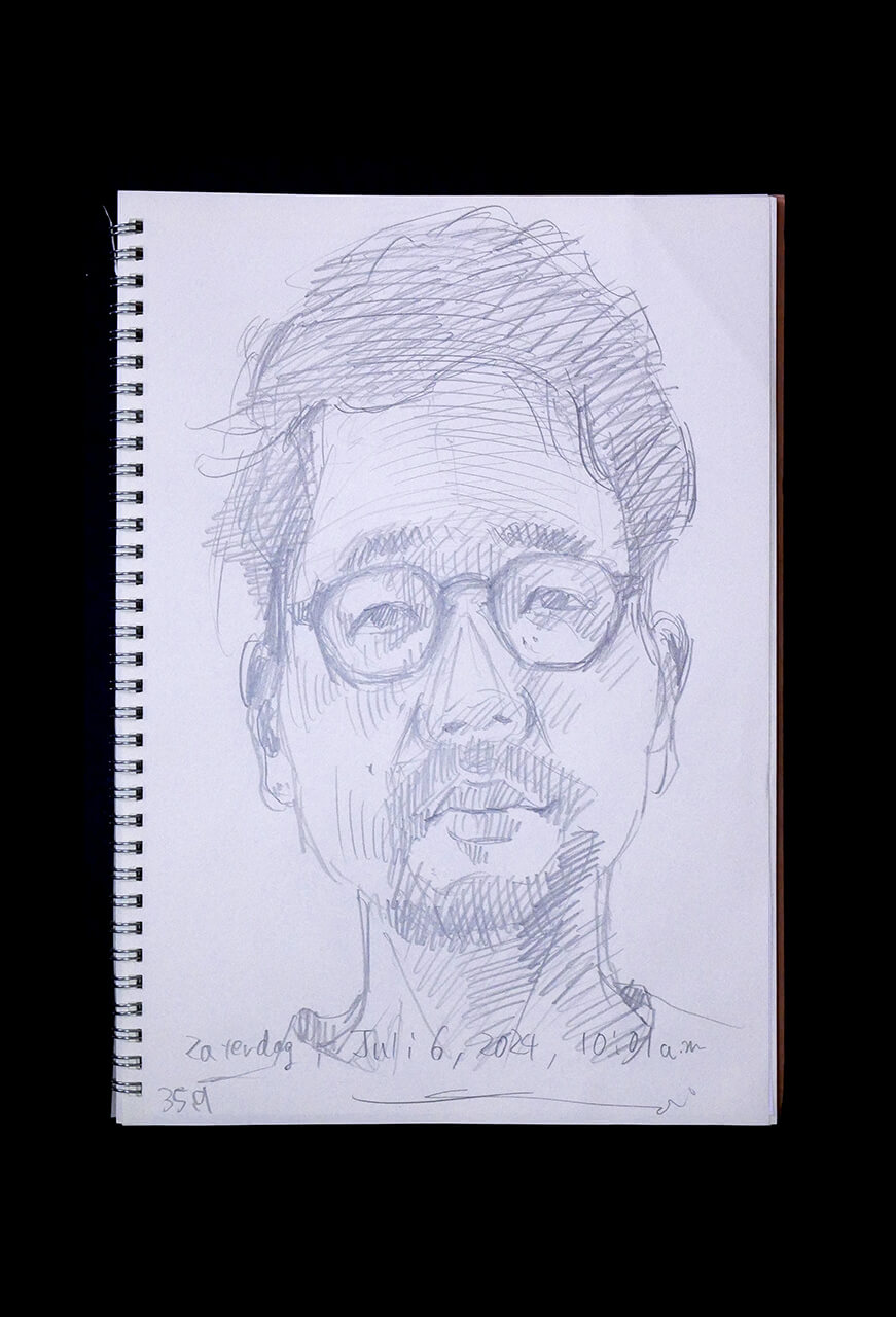Contemporary artist SHINTAKU Tomoni's 2024/7/6 Self-portrait or pencil drawing