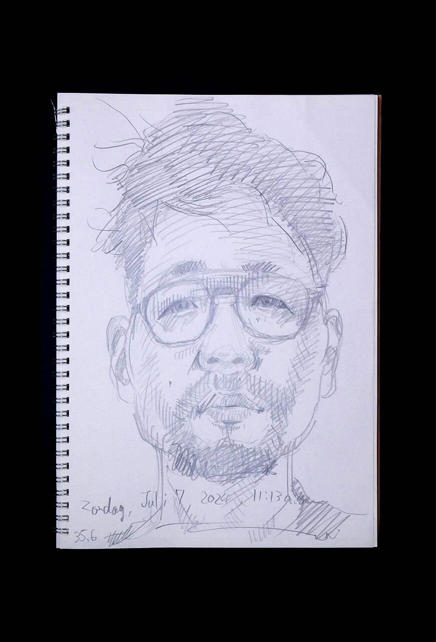 Contemporary artist SHINTAKU Tomoni's 2024/7/7 Self-portrait or pencil drawing