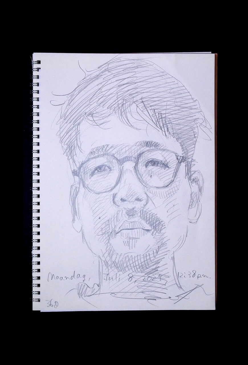 Contemporary artist SHINTAKU Tomoni's 2024/7/8 Self-portrait or pencil drawing