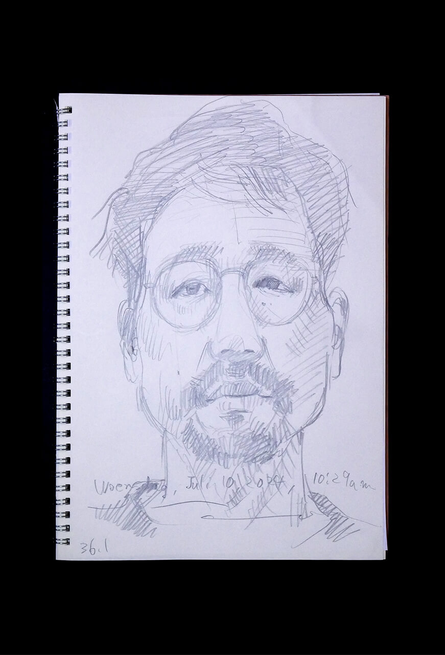Contemporary artist SHINTAKU Tomoni's 2024/7/10 Self-portrait or pencil drawing