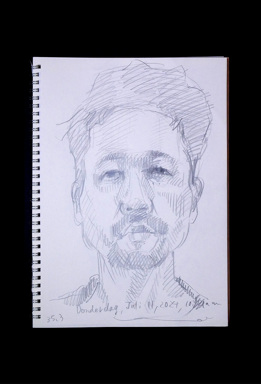 Contemporary artist SHINTAKU Tomoni's 2024/7/11 Self-portrait or pencil drawing
