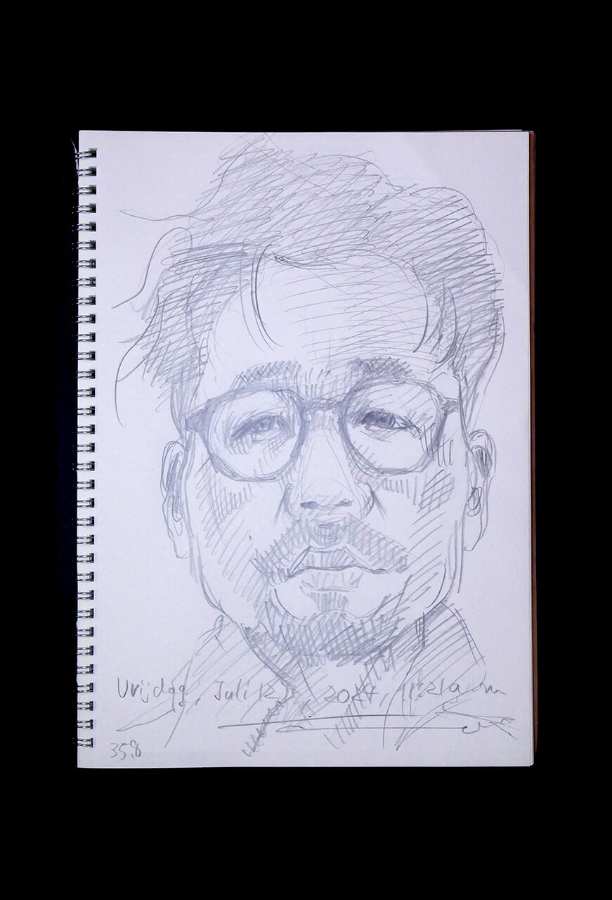 Contemporary artist SHINTAKU Tomoni's 2024/7/12 Self-portrait or pencil drawing