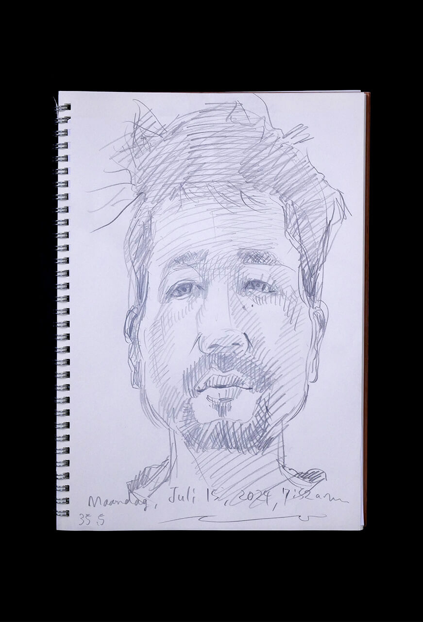 Contemporary artist SHINTAKU Tomoni's 2024/7/15 Self-portrait or pencil drawing