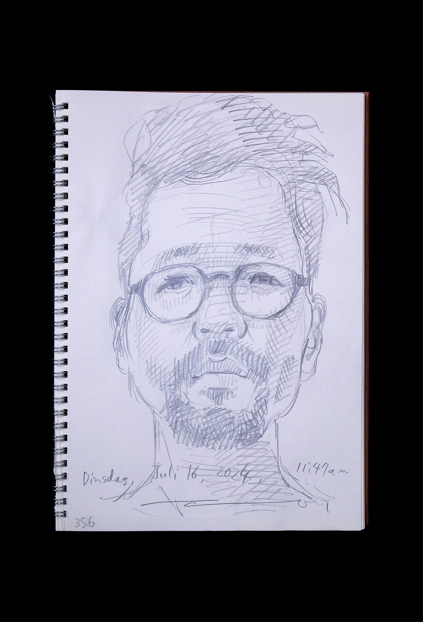Contemporary artist SHINTAKU Tomoni's 2024/7/16 Self-portrait or pencil drawing