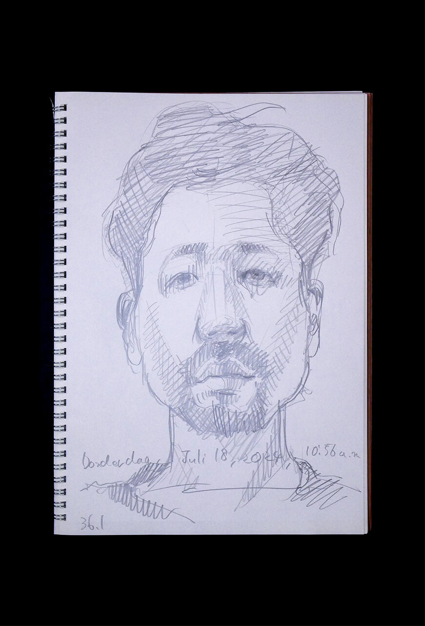 Contemporary artist SHINTAKU Tomoni's 2024/7/18 Self-portrait or pencil drawing