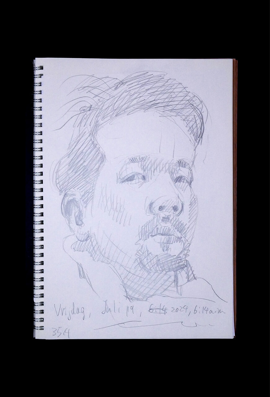 Contemporary artist SHINTAKU Tomoni's 2024/7/19 Self-portrait or pencil drawing
