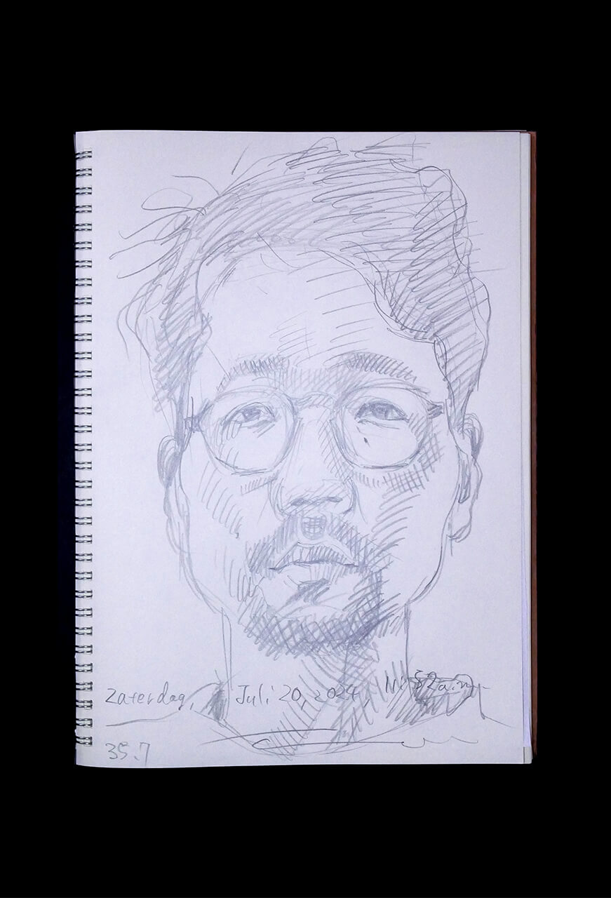 Contemporary artist SHINTAKU Tomoni's 2024/7/20 Self-portrait or pencil drawing