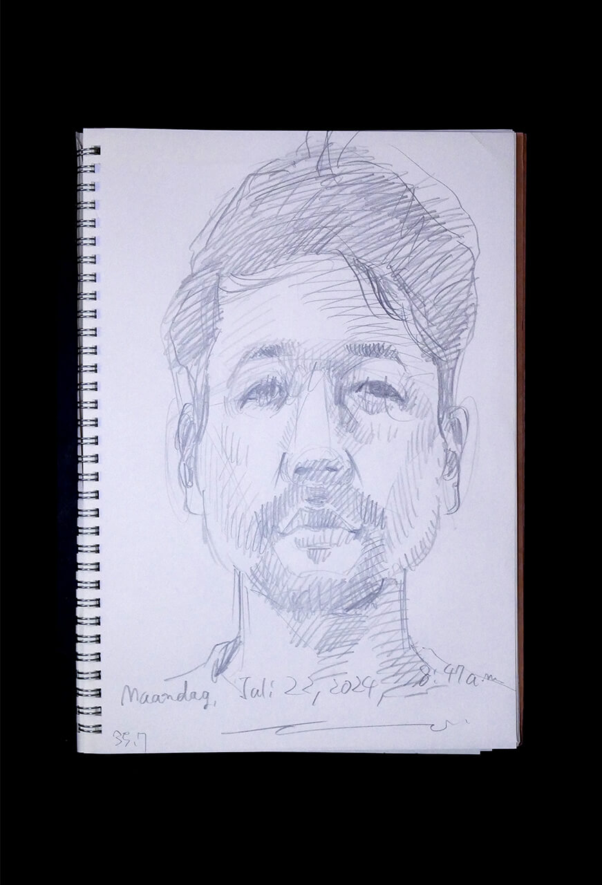 Contemporary artist SHINTAKU Tomoni's 2024/7/22 Self-portrait or pencil drawing