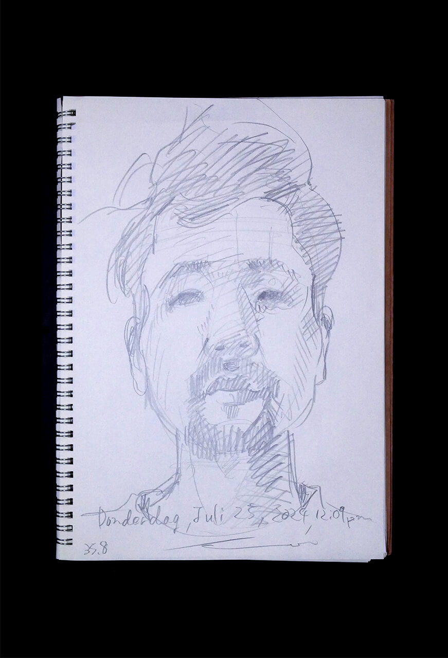 Contemporary artist SHINTAKU Tomoni's 2024/7/25 Self-portrait or pencil drawing