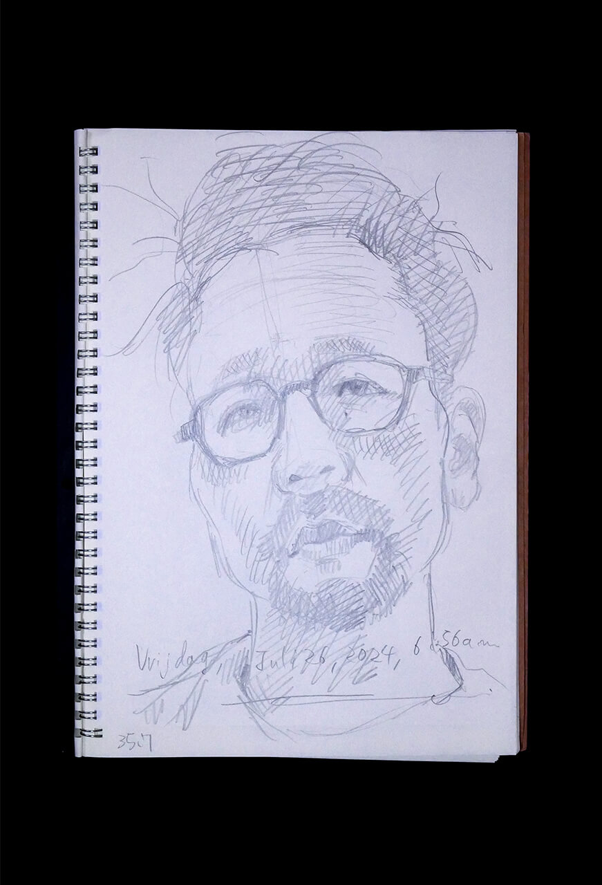 Contemporary artist SHINTAKU Tomoni's 2024/7/26 Self-portrait or pencil drawing