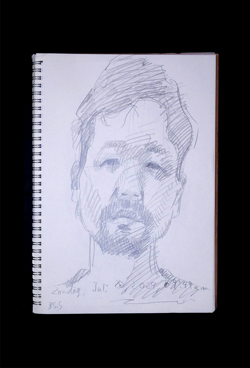 Contemporary artist SHINTAKU Tomoni's 2024/7/28 Self-portrait or pencil drawing