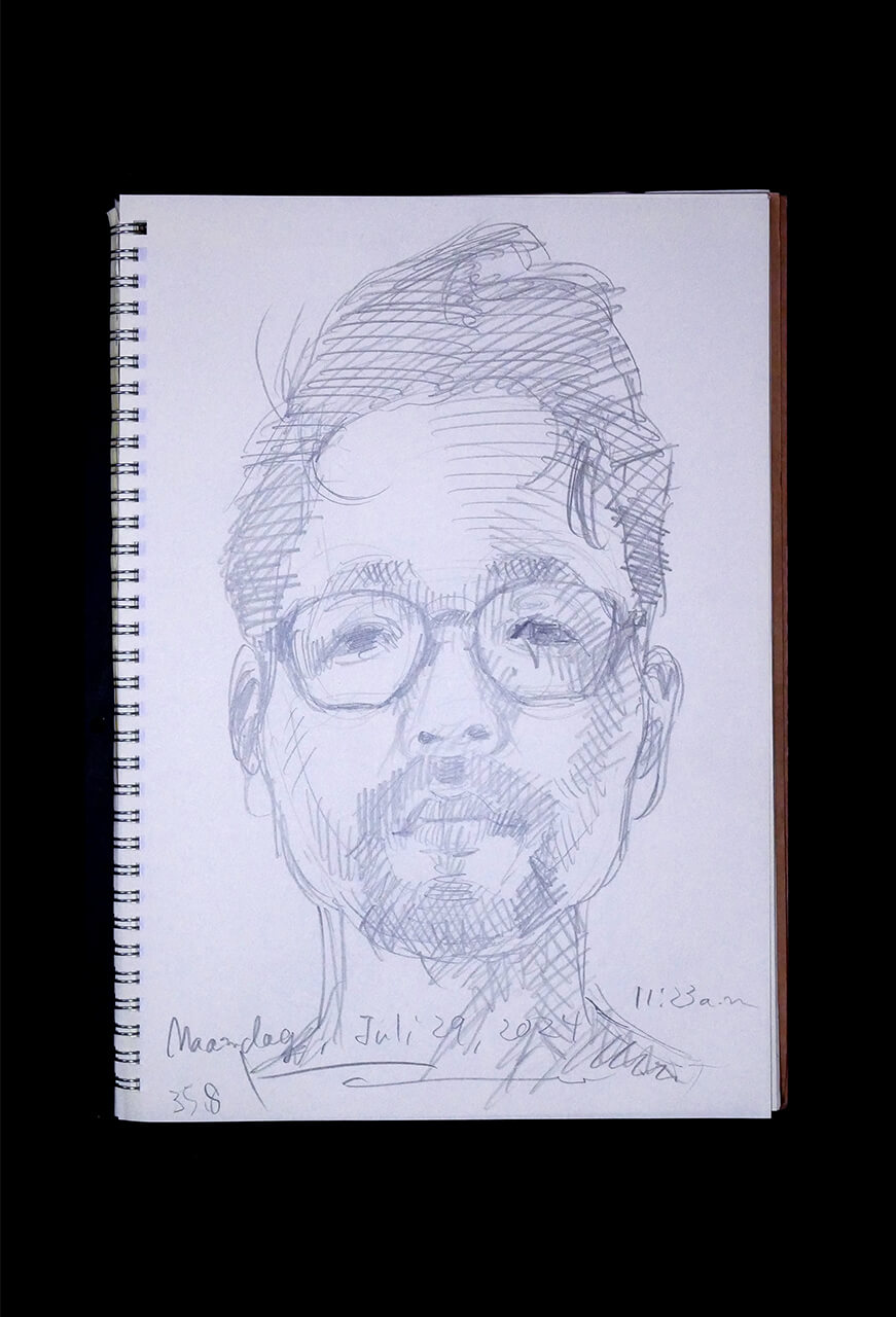 Contemporary artist SHINTAKU Tomoni's 2024/7/29 Self-portrait or pencil drawing
