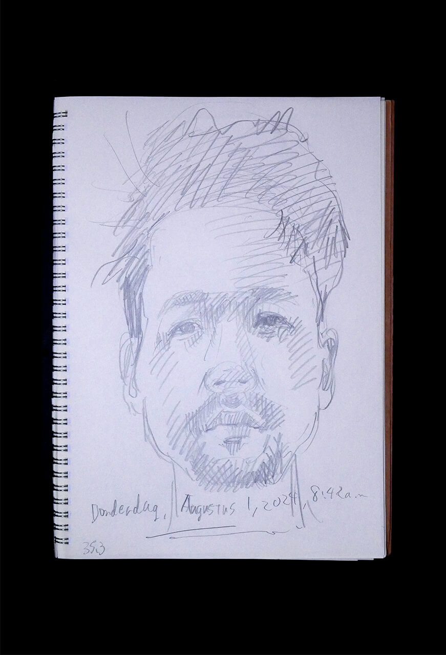 Contemporary artist SHINTAKU Tomoni's 2024/8/1 Self-portrait or pencil drawing