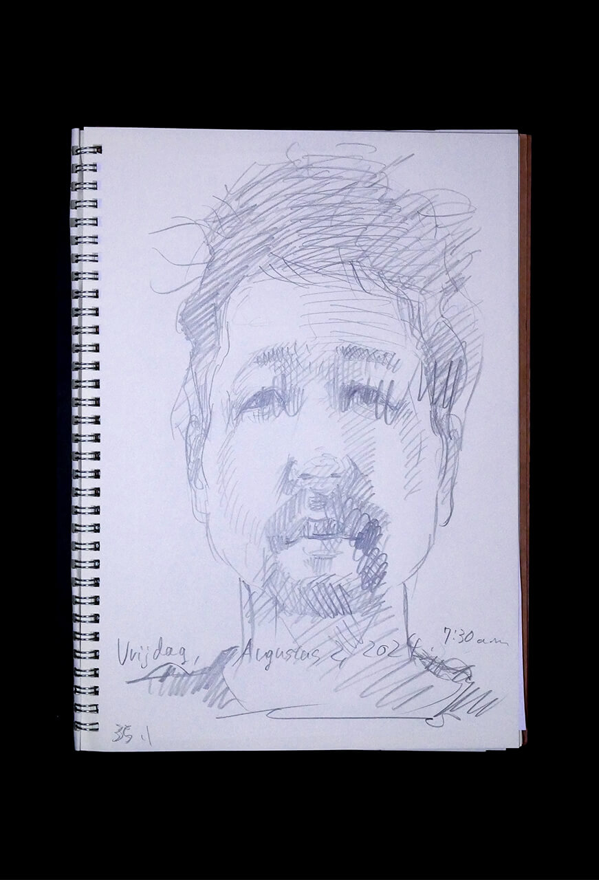 Contemporary artist SHINTAKU Tomoni's 2024/8/2 Self-portrait or pencil drawing