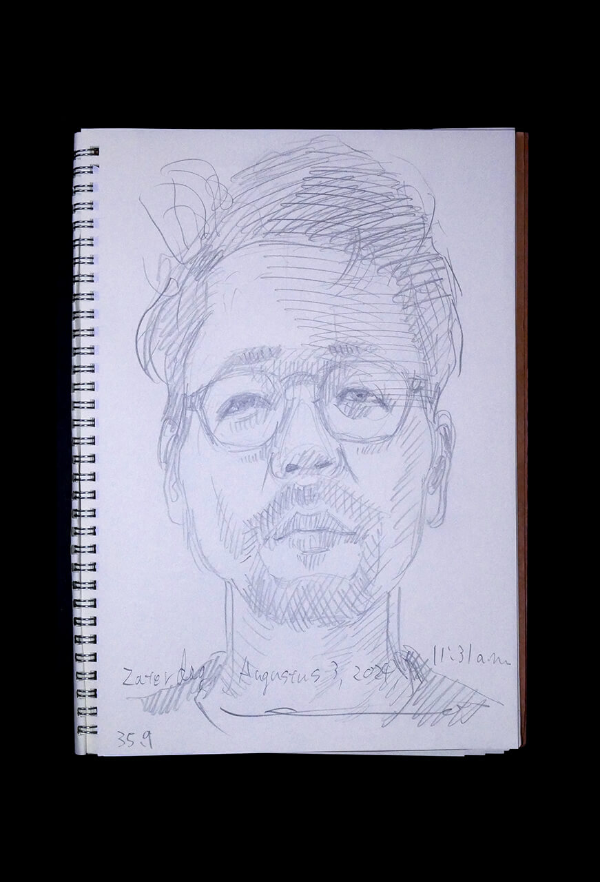 Contemporary artist SHINTAKU Tomoni's 2024/8/3 Self-portrait or pencil drawing