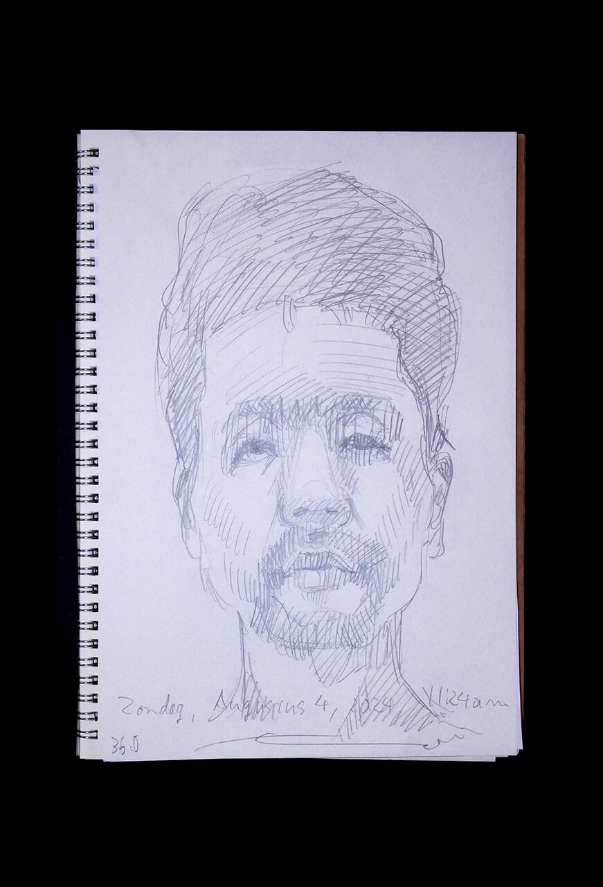 Contemporary artist SHINTAKU Tomoni's 2024/8/4 Self-portrait or pencil drawing