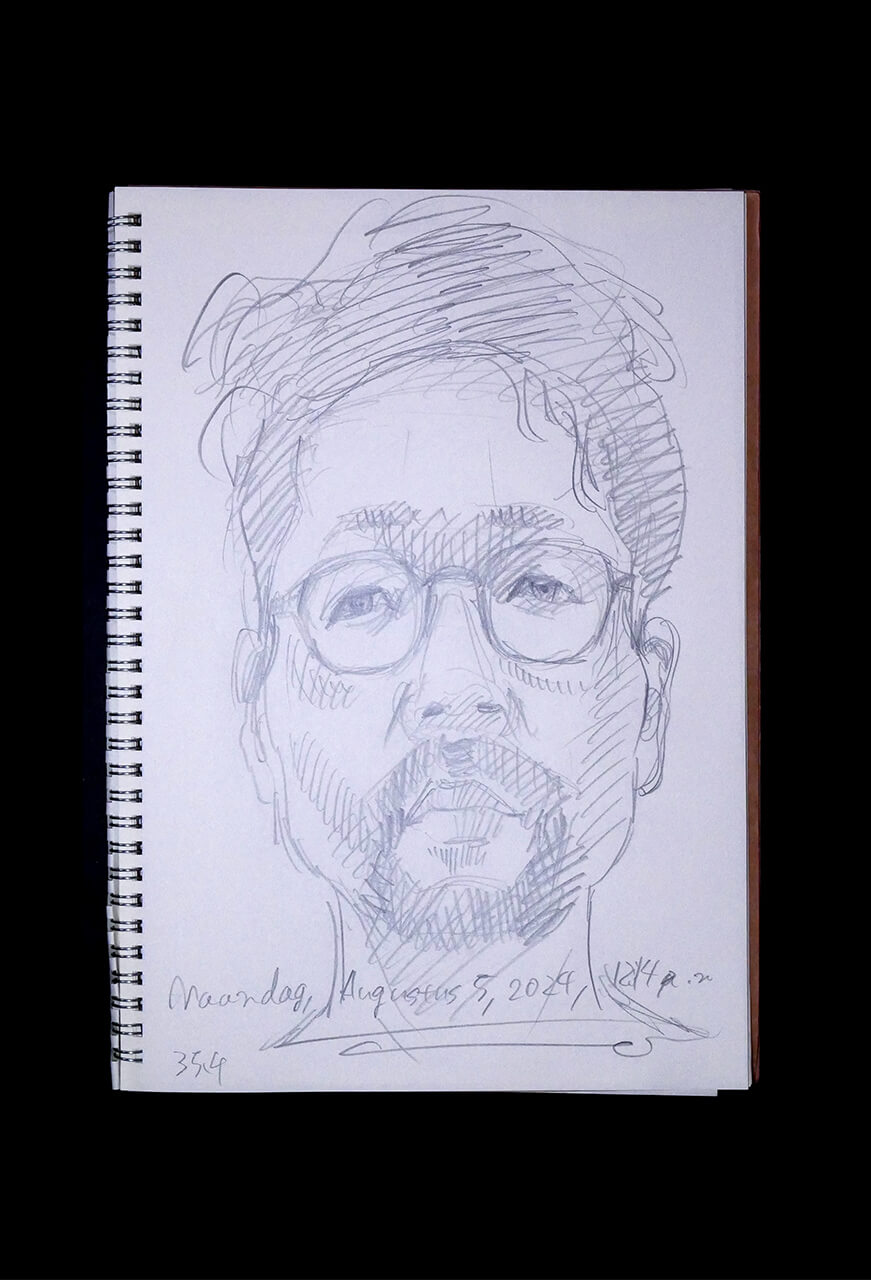 Contemporary artist SHINTAKU Tomoni's 2024/8/5 Self-portrait or pencil drawing