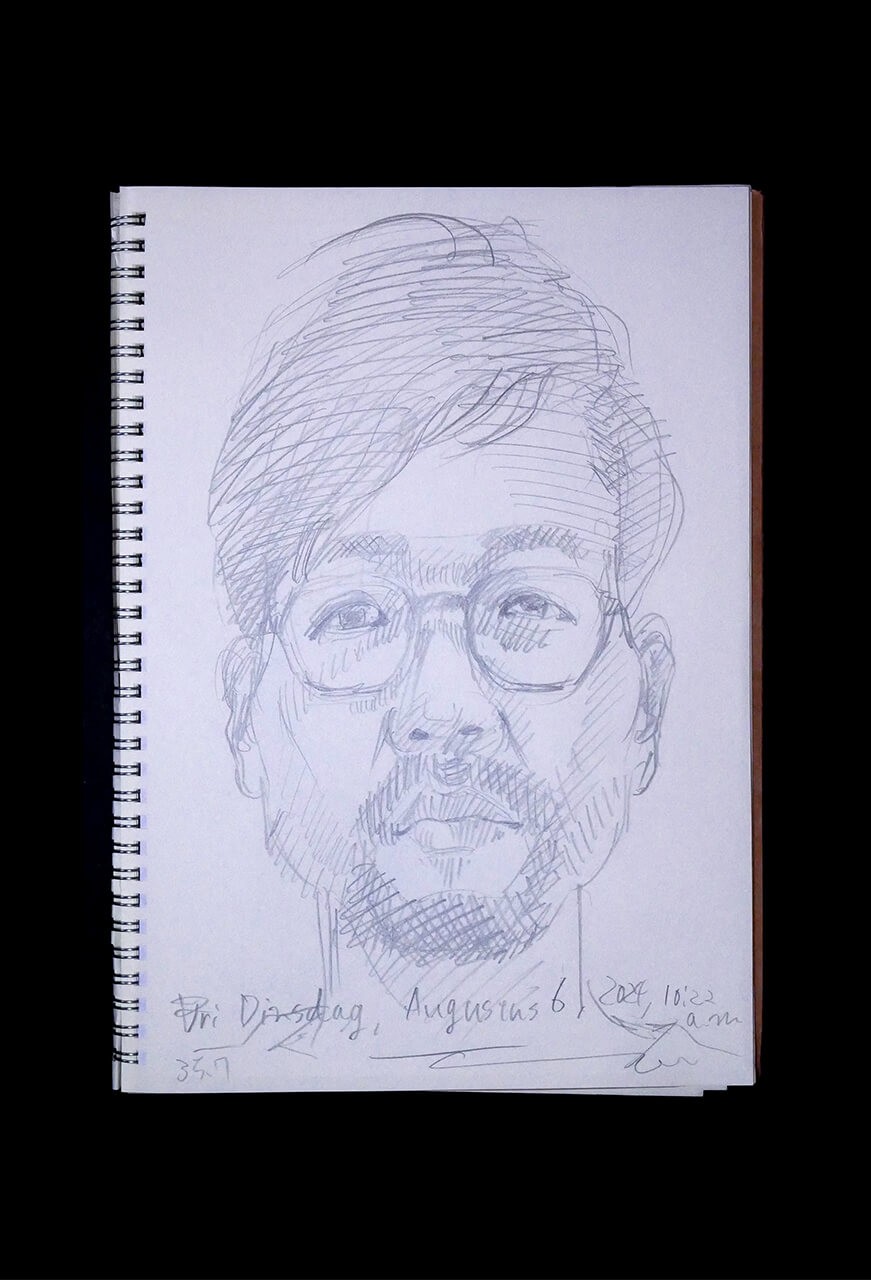 Contemporary artist SHINTAKU Tomoni's 2024/8/6 Self-portrait or pencil drawing