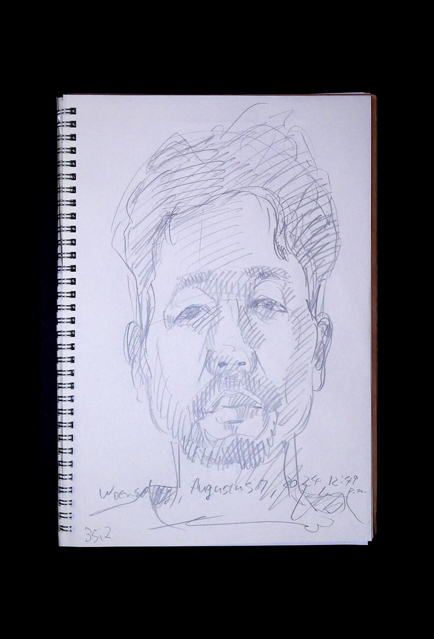 Contemporary artist SHINTAKU Tomoni's 2024/8/7 Self-portrait or pencil drawing