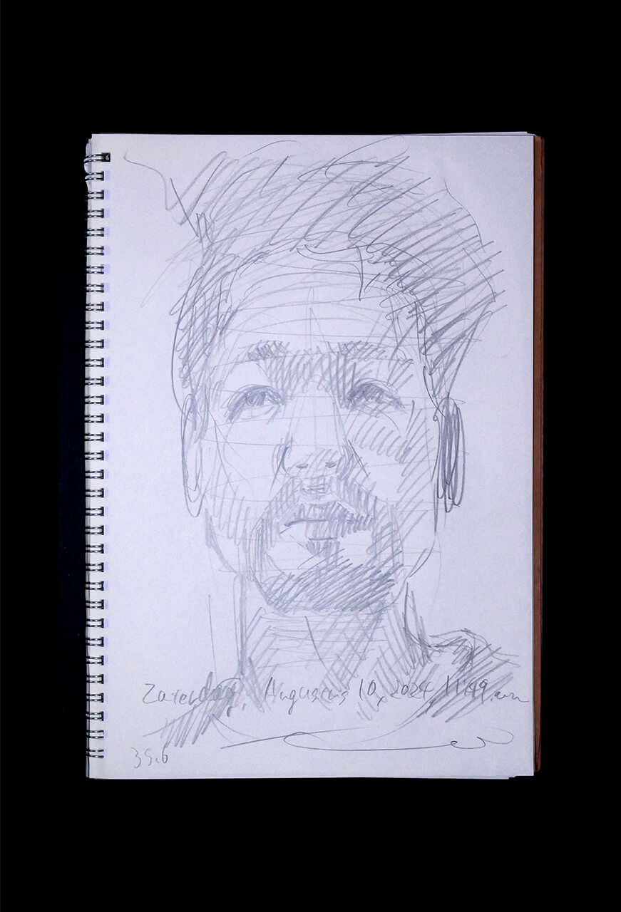 Contemporary artist SHINTAKU Tomoni's 2024/8/10 Self-portrait or pencil drawing