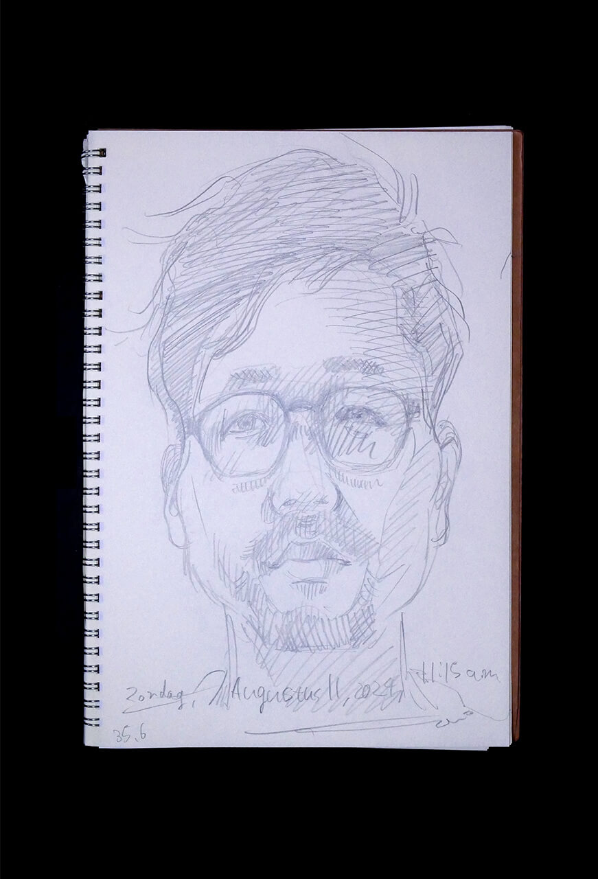 Contemporary artist SHINTAKU Tomoni's 2024/8/11 Self-portrait or pencil drawing