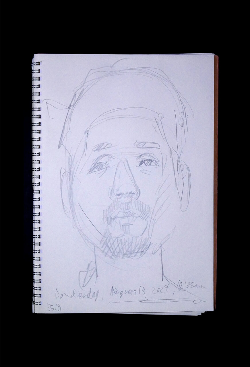 Contemporary artist SHINTAKU Tomoni's 2024/8/13 Self-portrait or pencil drawing