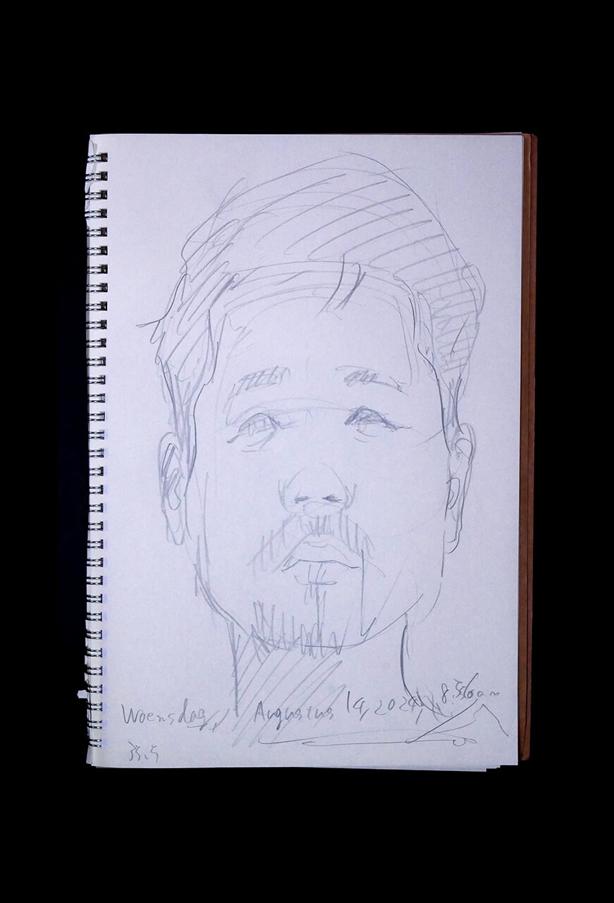 Contemporary artist SHINTAKU Tomoni's 2024/8/14 Self-portrait or pencil drawing