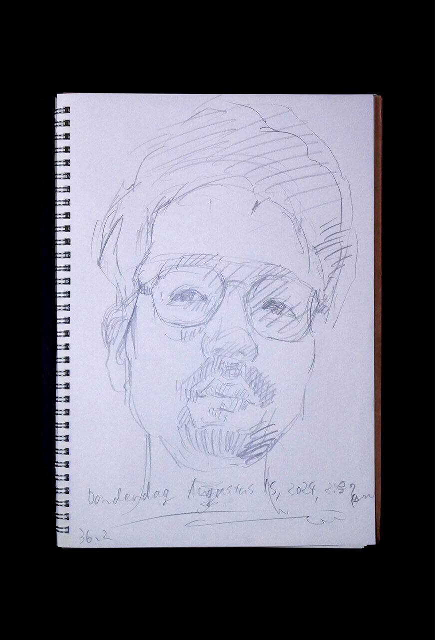 Contemporary artist SHINTAKU Tomoni's 2024/8/15 Self-portrait or pencil drawing