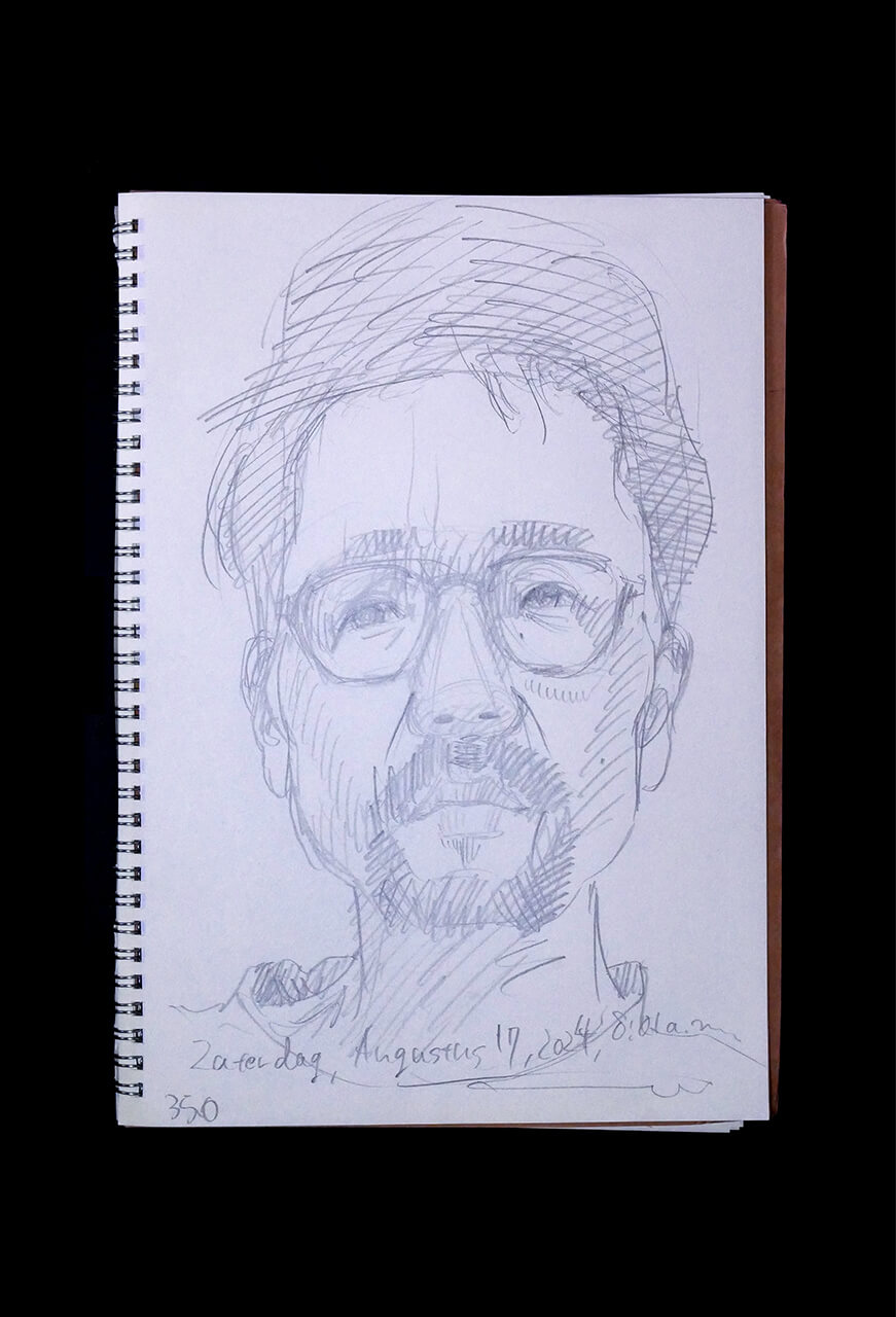 Contemporary artist SHINTAKU Tomoni's 2024/8/17 Self-portrait or pencil drawing