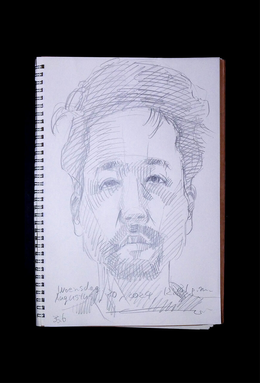 Contemporary artist SHINTAKU Tomoni's 2024/8/20 Self-portrait or pencil drawing