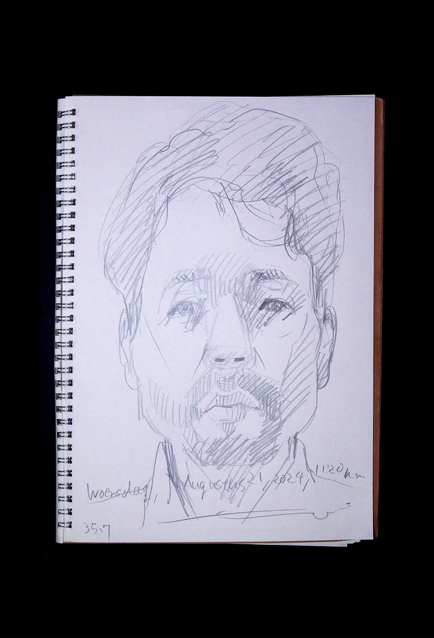 Contemporary artist SHINTAKU Tomoni's 2024/8/21 Self-portrait or pencil drawing